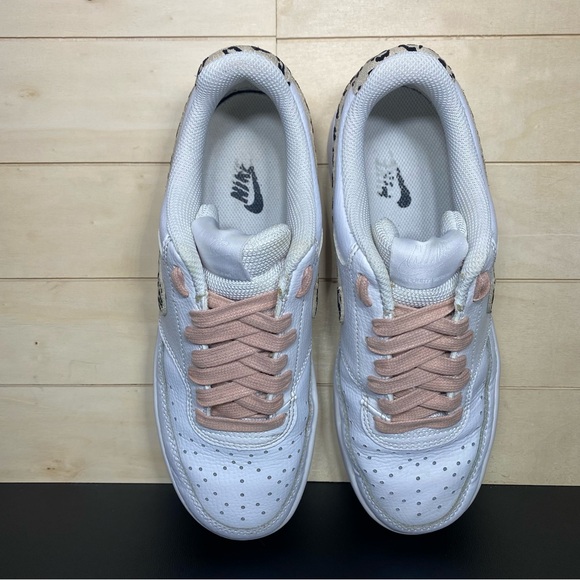 Nike Court Vision Leopard Swoosh Women's Size 7.5 Shoes White Leather DD9665-100 - Picture 8 of 11